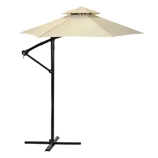 10ft. Beige & Black Patio Umbrella with Crank & Tilt